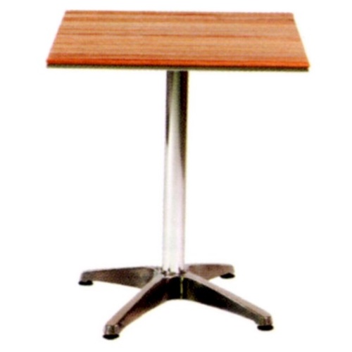 โต๊ะอลูมิเนียมเหลี่ยมท๊อปไม้